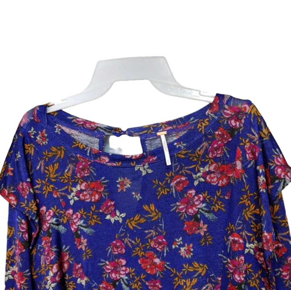Free People Dock Street Blue Floral Ruffled Top Women's Size Medium M - Picture 6 of 11